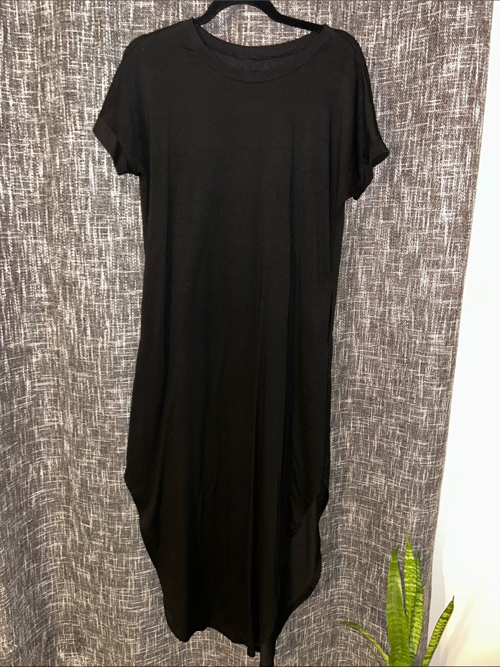 Black Short-Sleeve T-Shirt Dress with slits on the sides